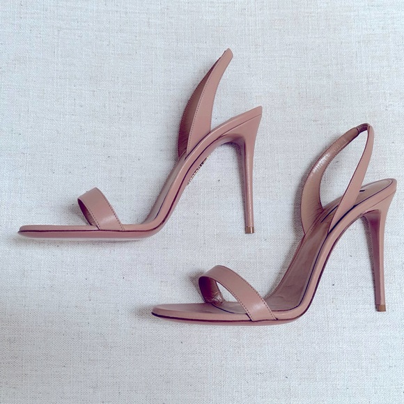 NEW Aquazzura So Nude High Heel Sandal Beige Leather 39 (US 8.5-9) $790 Retail - Picture 7 of 15